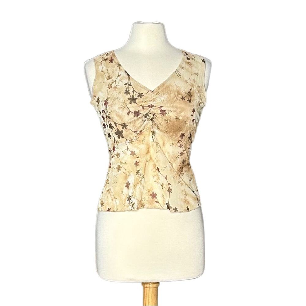 Brown Cream Sparkley Glitter Y2K Sheer Cropped Tank Top S11